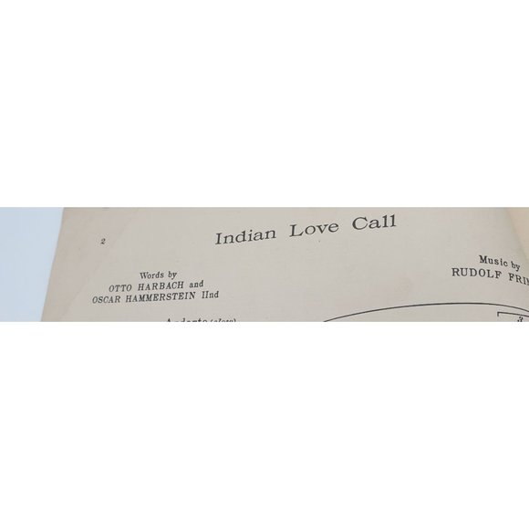 Vintage Sheet Music 1924 Indian Love Call Piano Voice Hammerstein - Picture 4 of 5